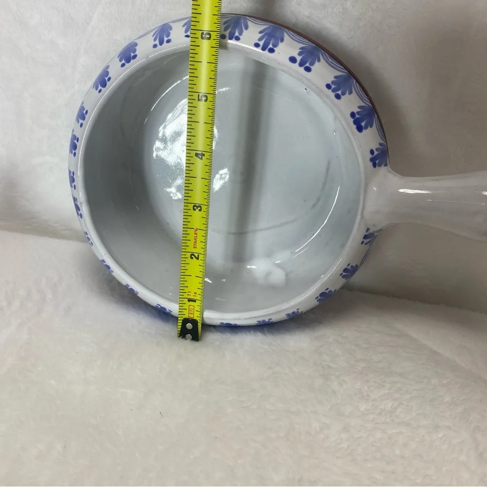 TLAL‎ MICH COLIN Mexican Pottery Hand Painted Cobalt Blue White Bean Bowl w/Lid